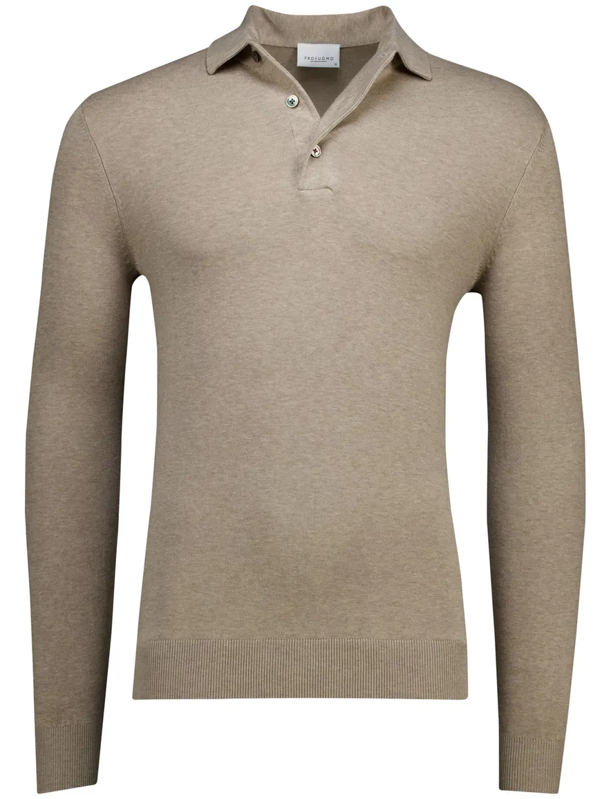 Profuomo lange mouw polo beige normale fit