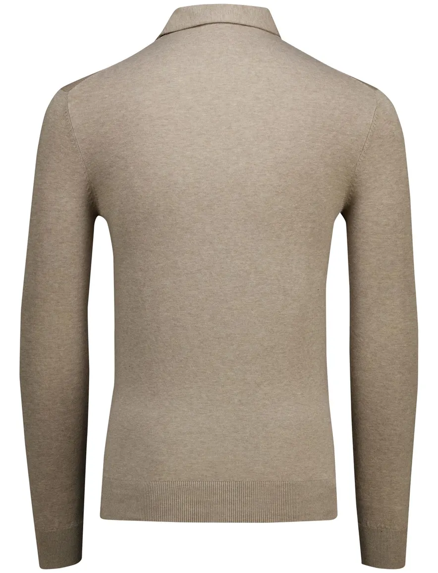 Profuomo lange mouw polo beige normale fit