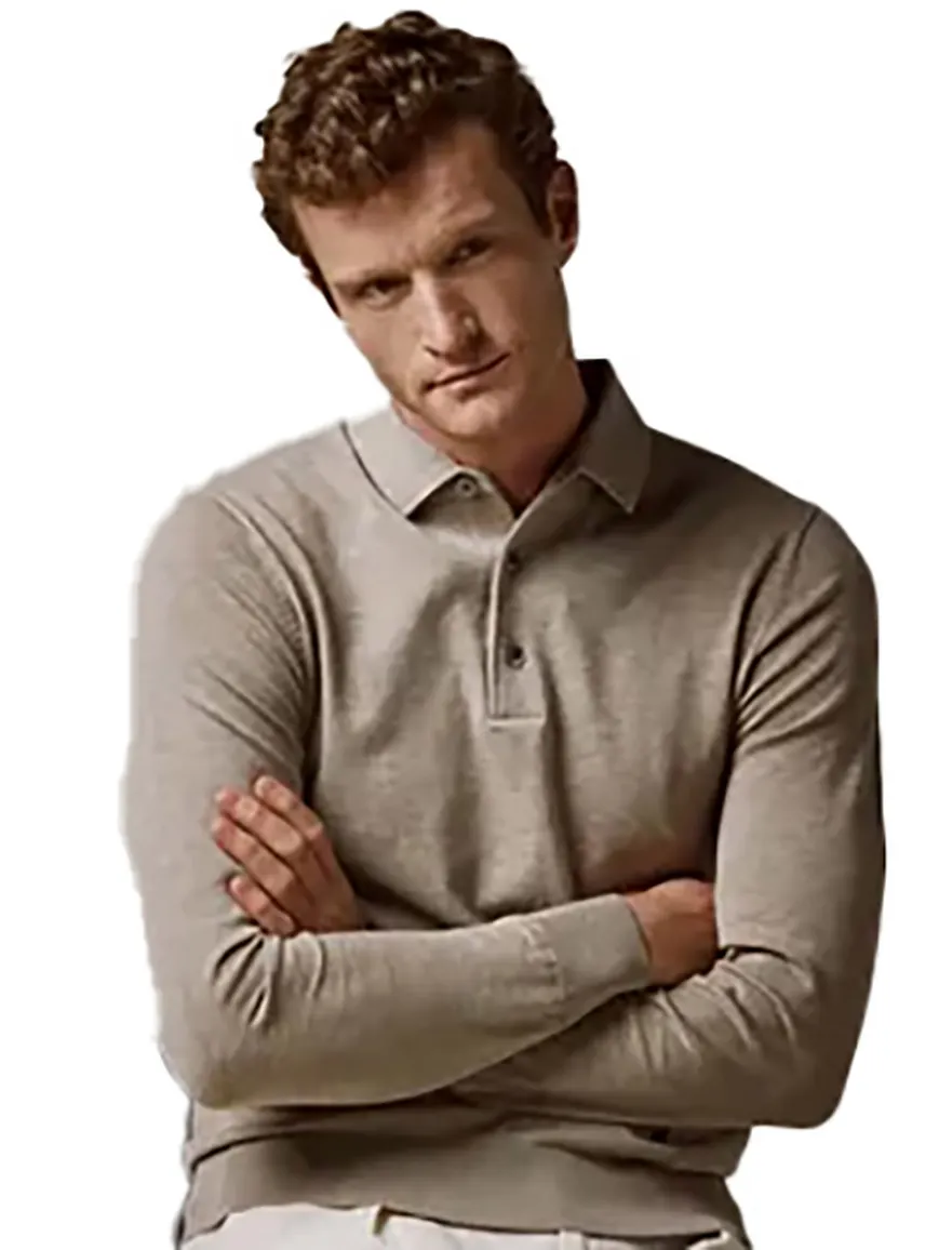 Profuomo One-piece lange mouw polo beige
