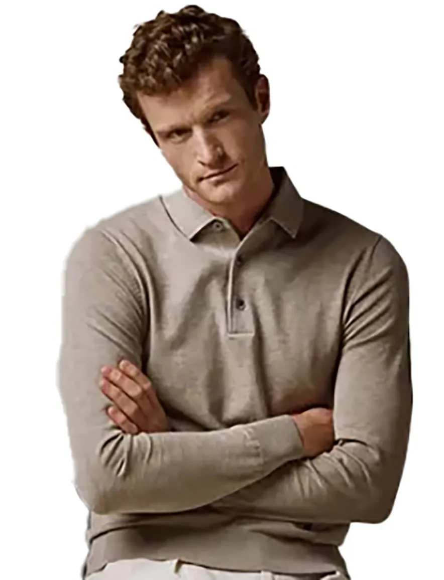 Profuomo One-piece lange mouw polo beige