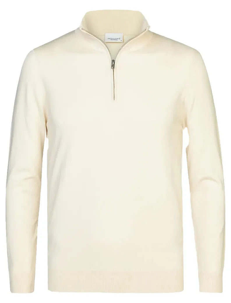 Profuomo luxe half zip trui off white
