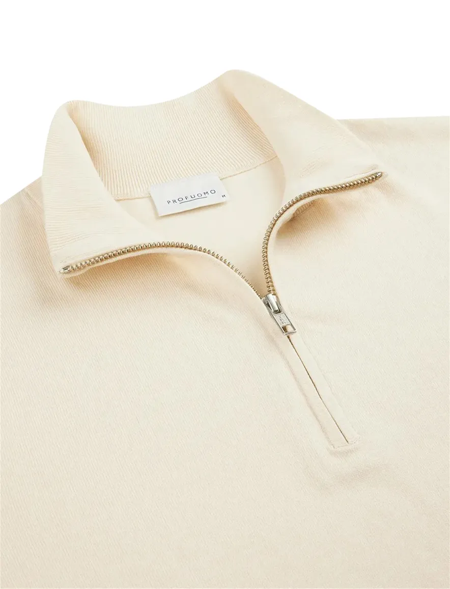 Profuomo luxe half zip trui off white