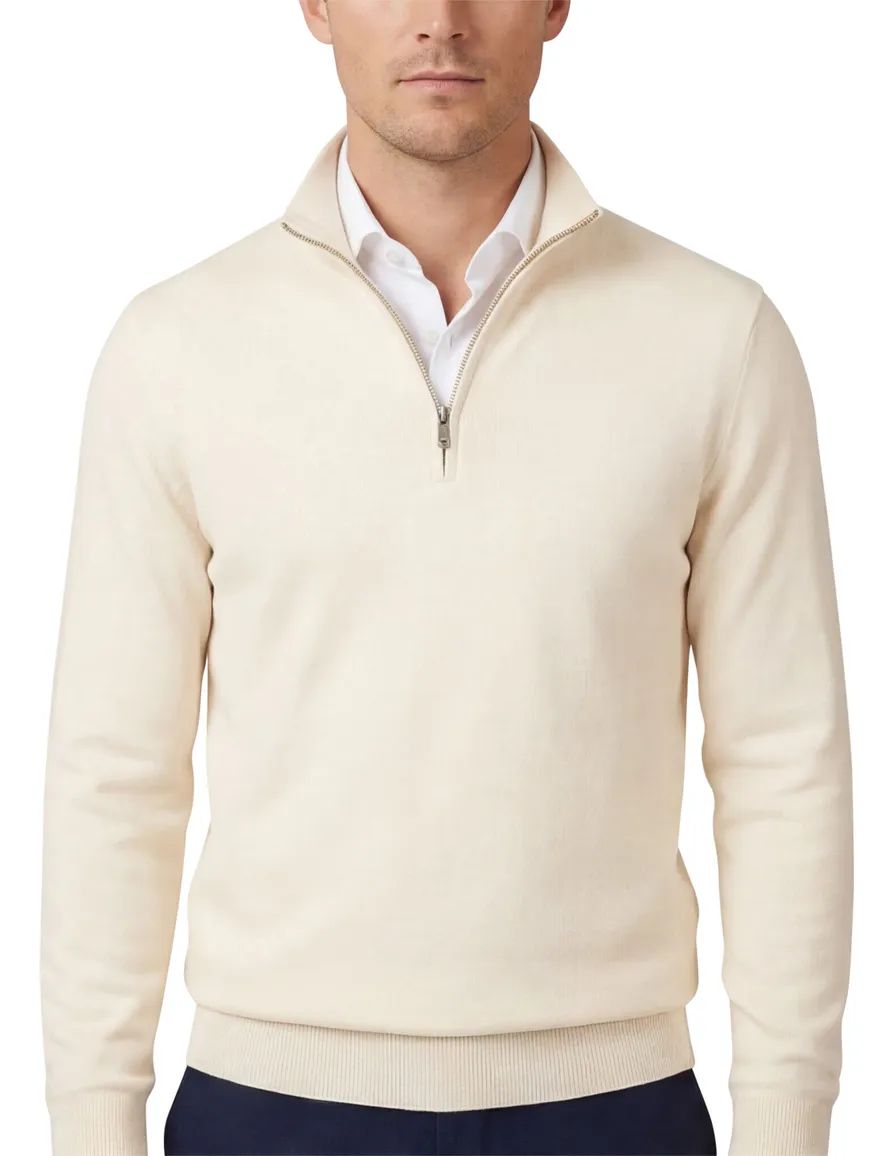 Profuomo luxe half zip trui off white