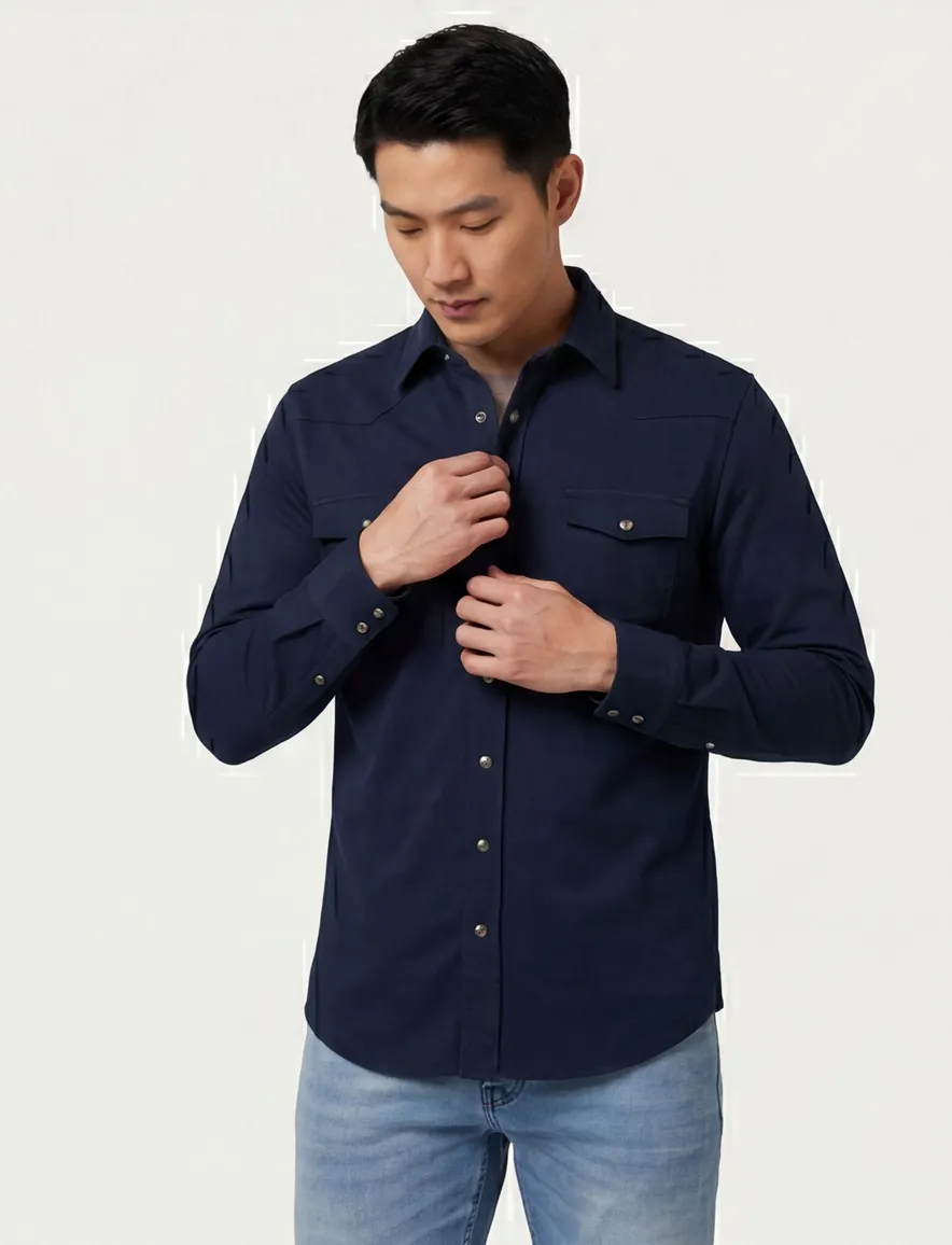 Profuomo western overshirt donkerblauw
