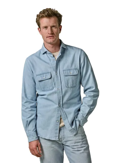 Profuomo Profuomo casual overshirt lichtblauw denim