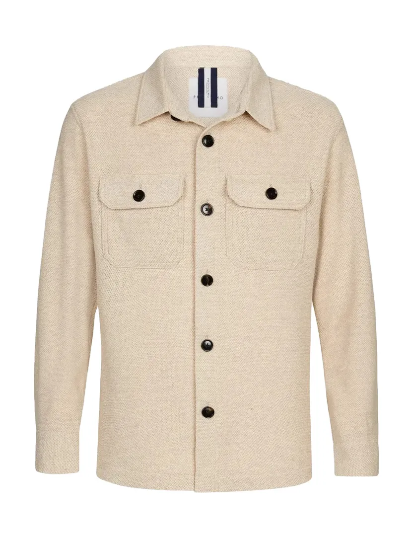 beige Profuomo knitted overshirt