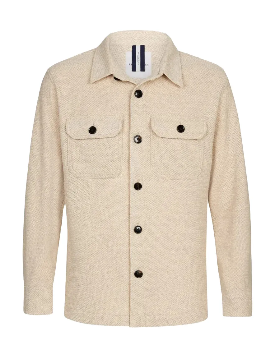 Profuomo knitted overshirt beige