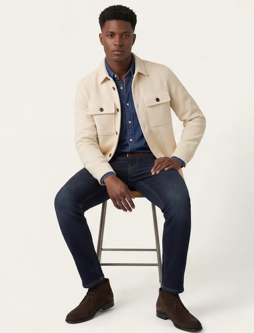 beige Profuomo knitted overshirt