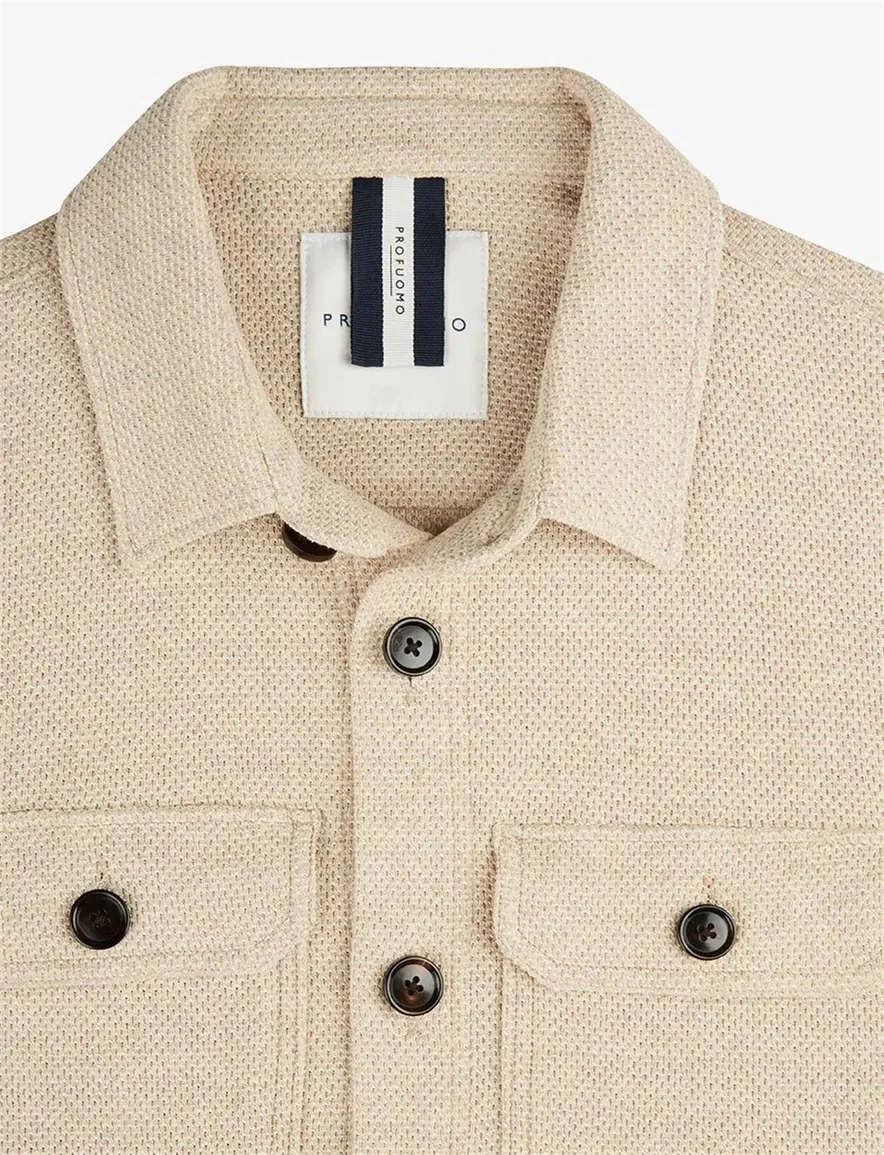 Profuomo knitted overshirt beige
