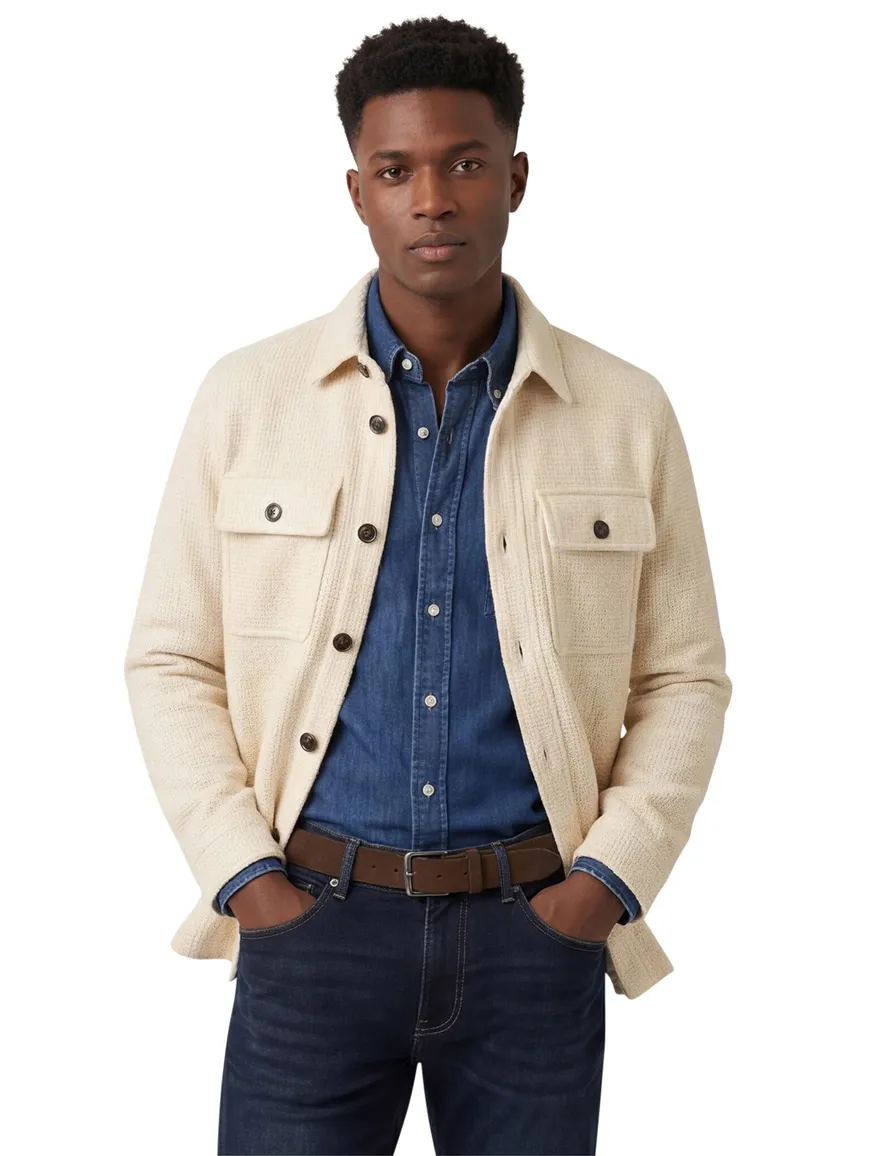 Profuomo knitted overshirt beige