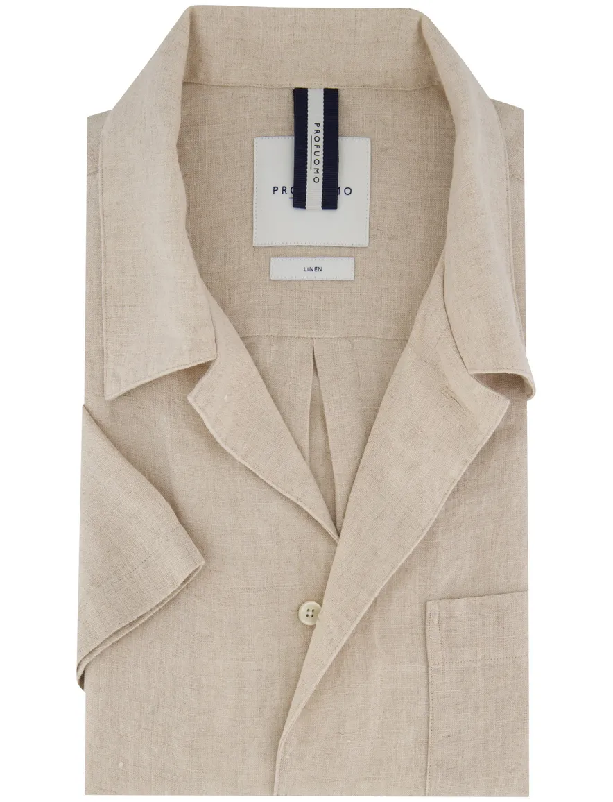 Profuomo overhemd beige met borstzak