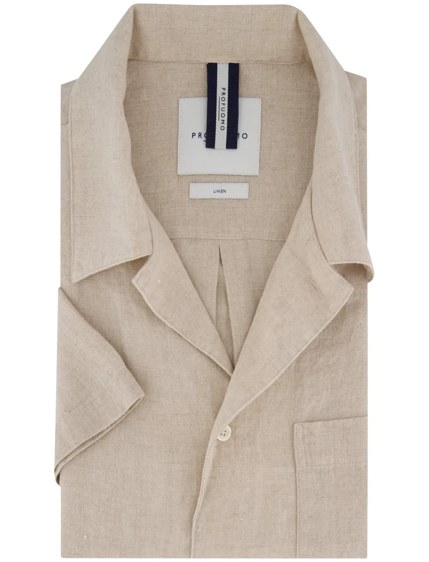 Profuomo overhemd beige met borstzak