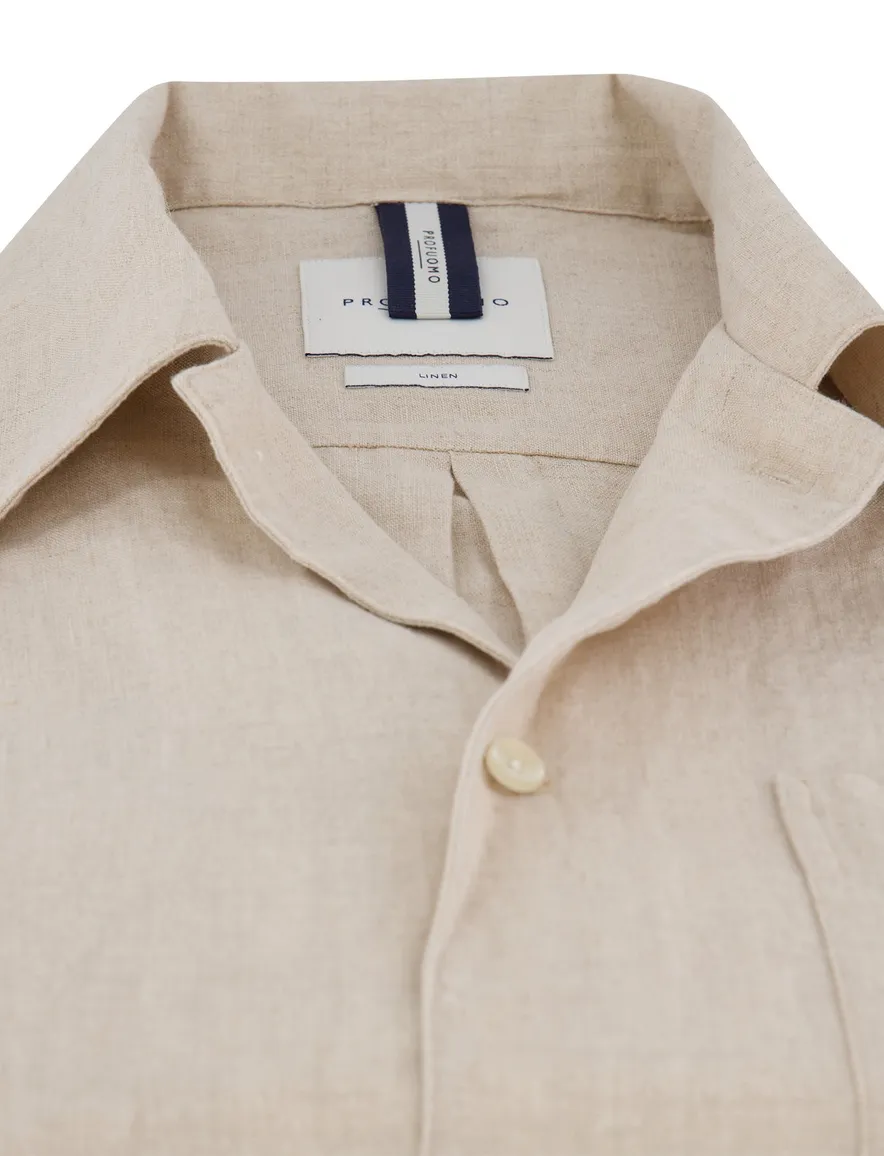 Profuomo overhemd beige met borstzak