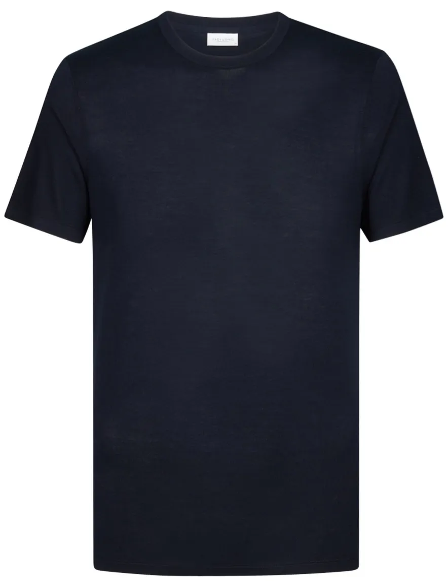 Profuomo t-shirt donkerblauw gemêleerd ronde hals lyocell
