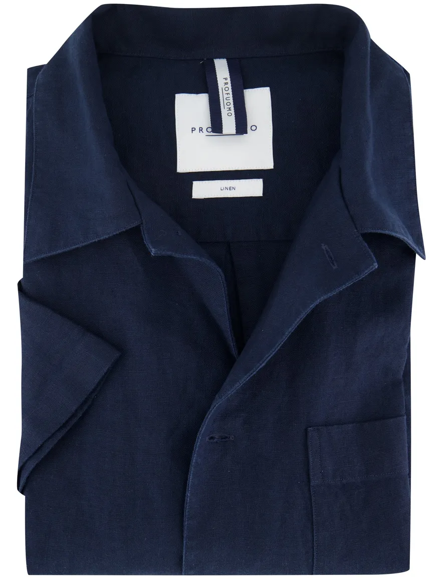 overhemd korte mouw donkerblauw Profuomo