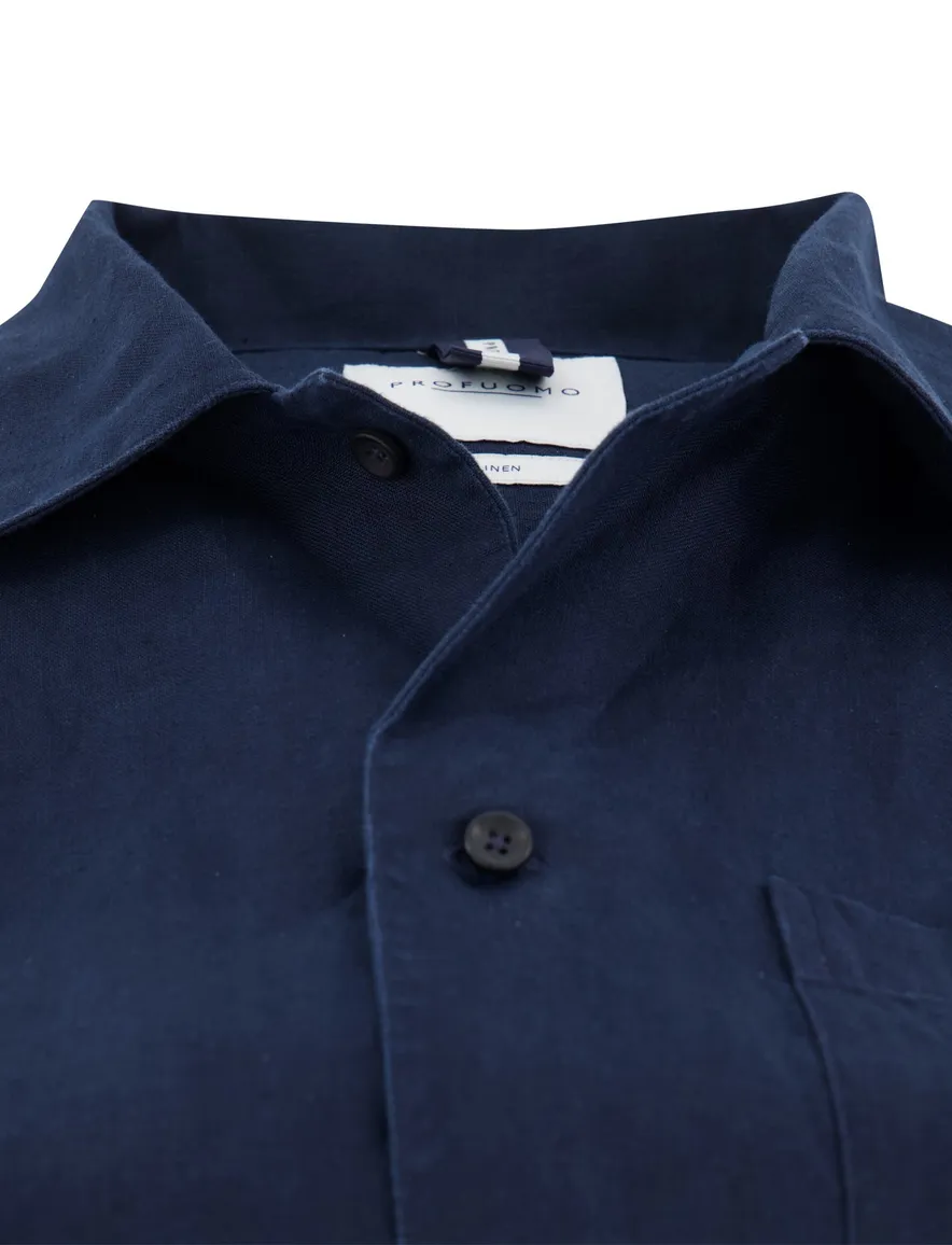 overhemd korte mouw donkerblauw Profuomo