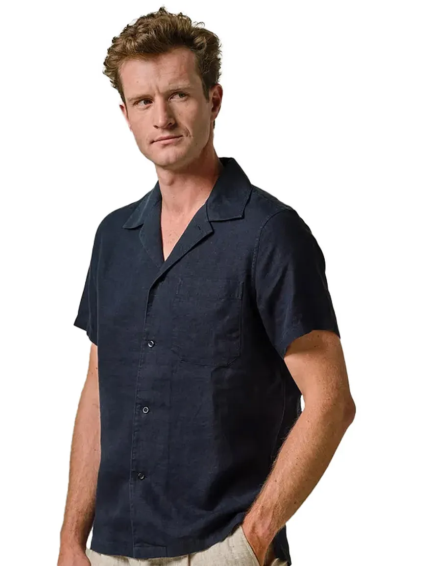 overhemd korte mouw donkerblauw Profuomo