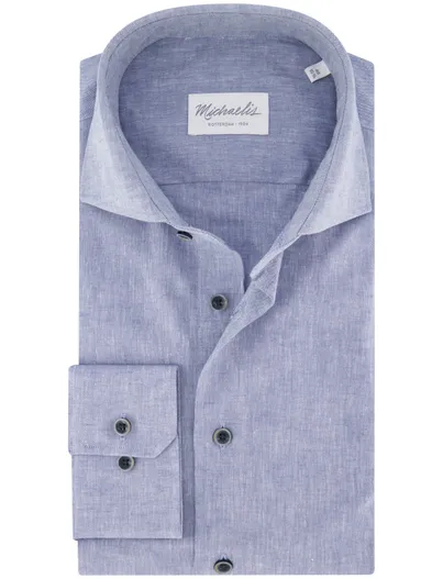 Michaelis Michaelis overhemd blauw gemeleerd lange mouw