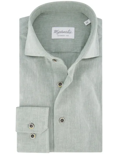 Michaelis Michaelis overhemd groen gemeleerd wide collar