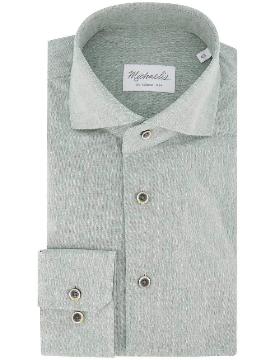 Michaelis overhemd groen gemeleerd wide collar