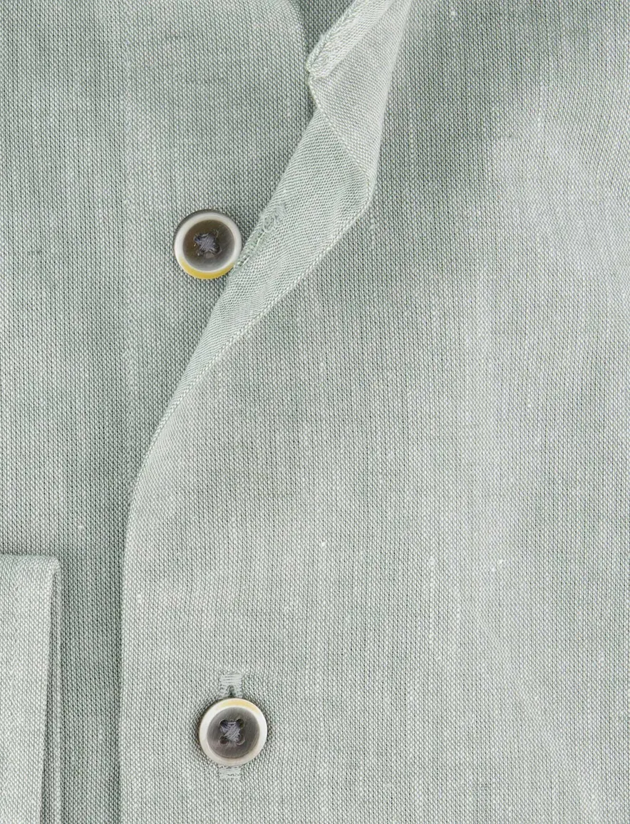 Michaelis overhemd groen gemeleerd wide collar