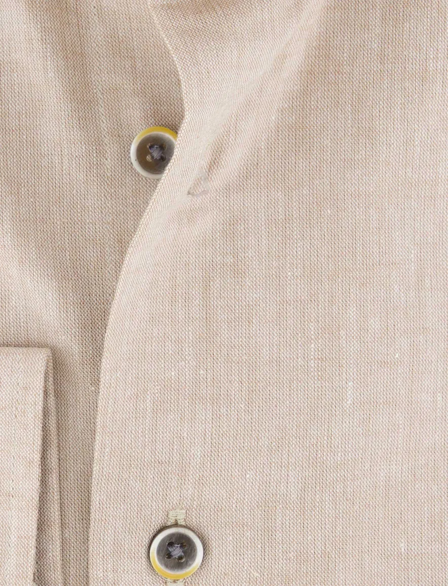 Michaelis overhemd beige gemeleerd slim fit