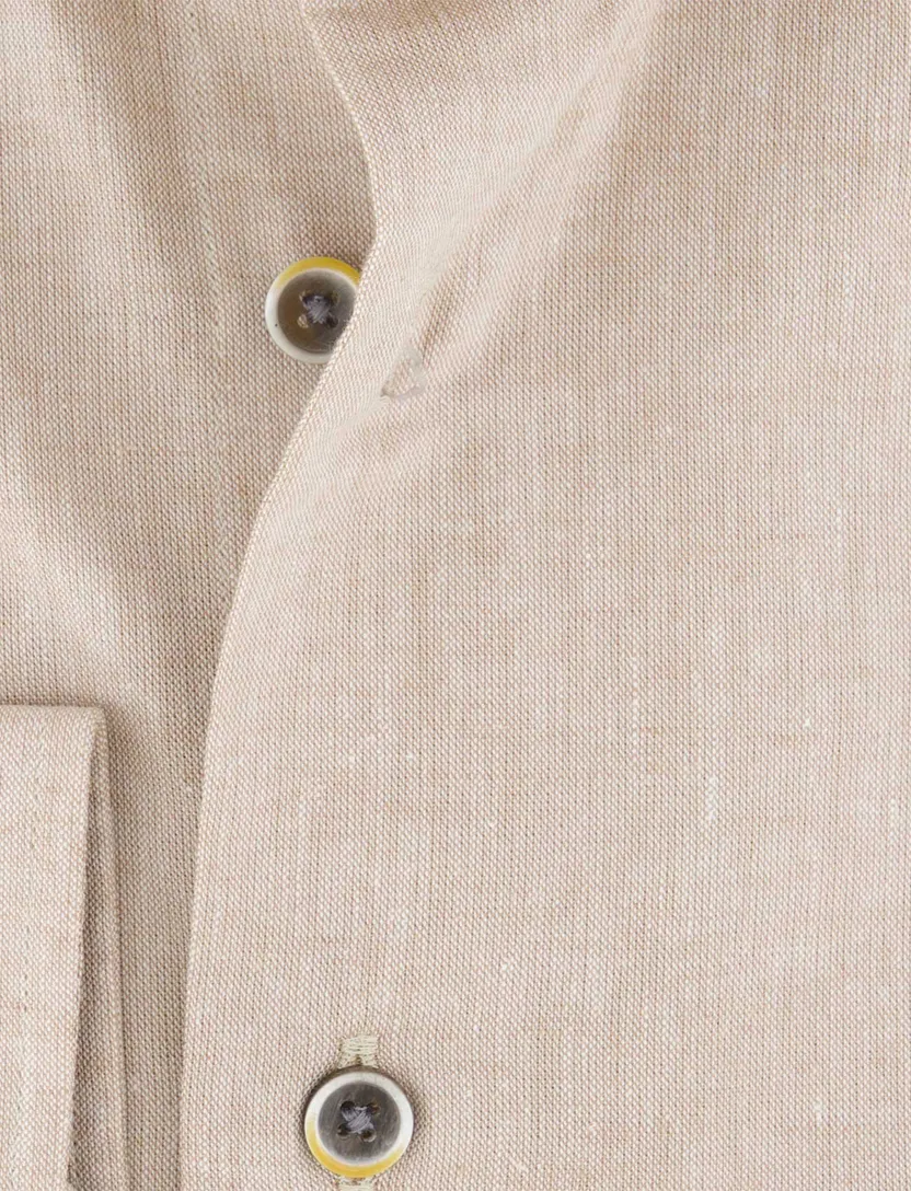Michaelis overhemd beige gemeleerd wide collar