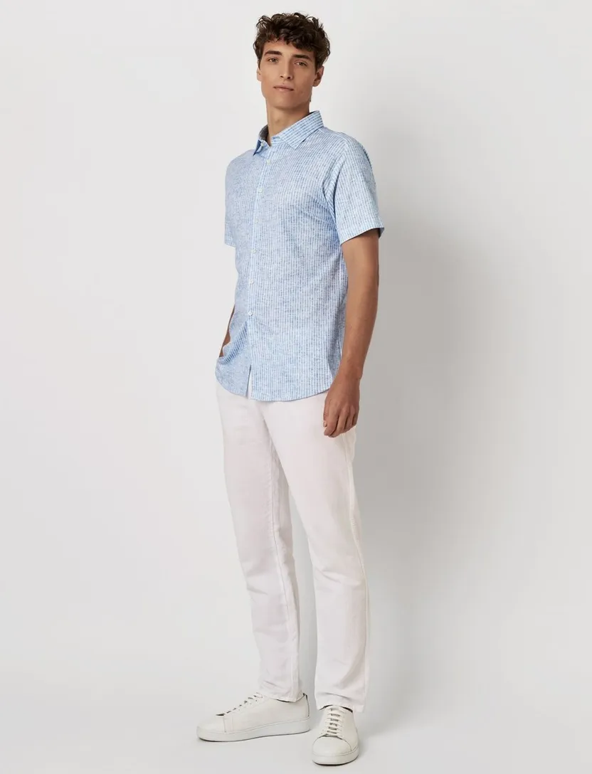Desoto overhemd korte mouw jersey blauw gestreept