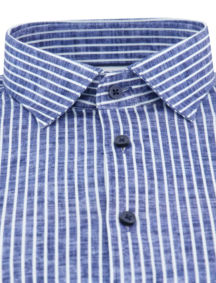 Desoto overhemd donkerblauw gestreept