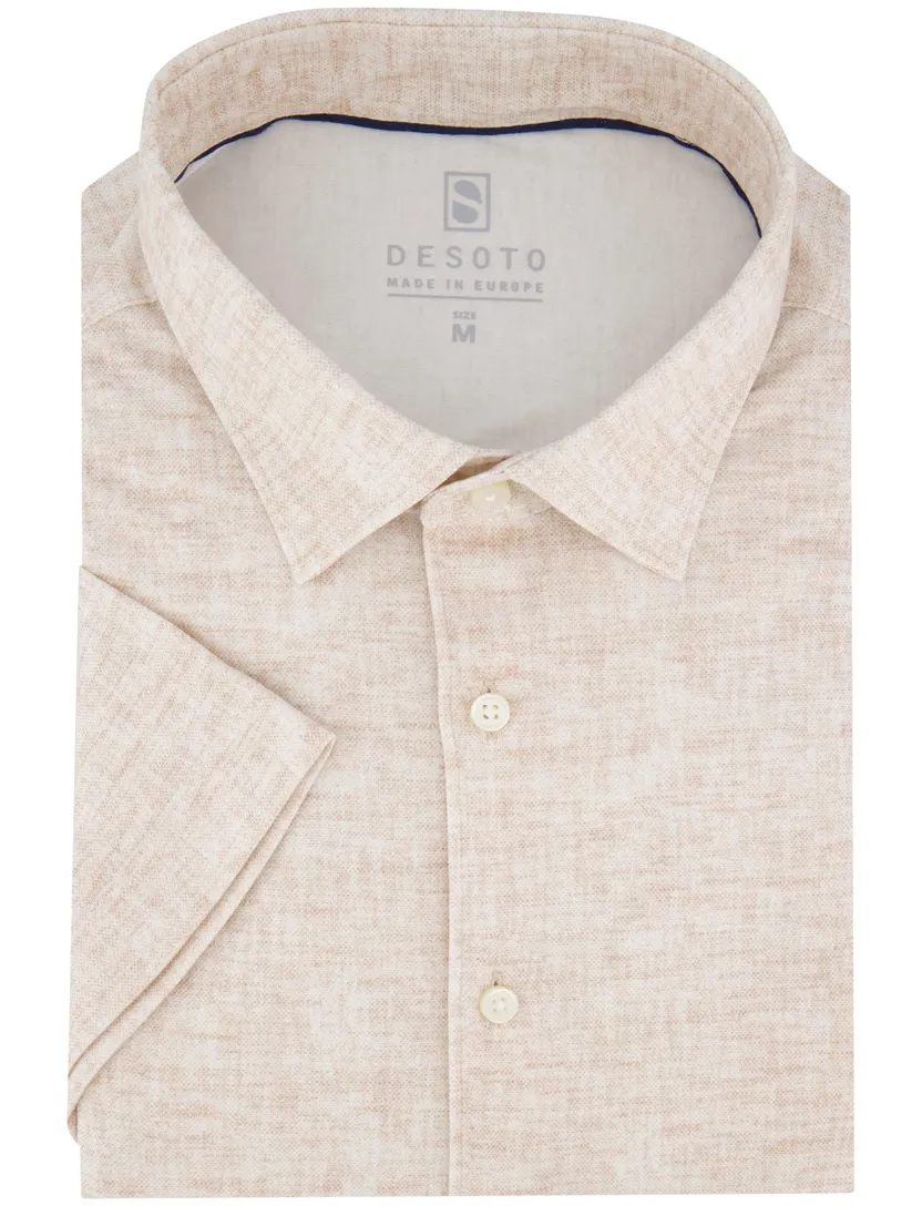 Desoto overhemd beige katoen slim fit