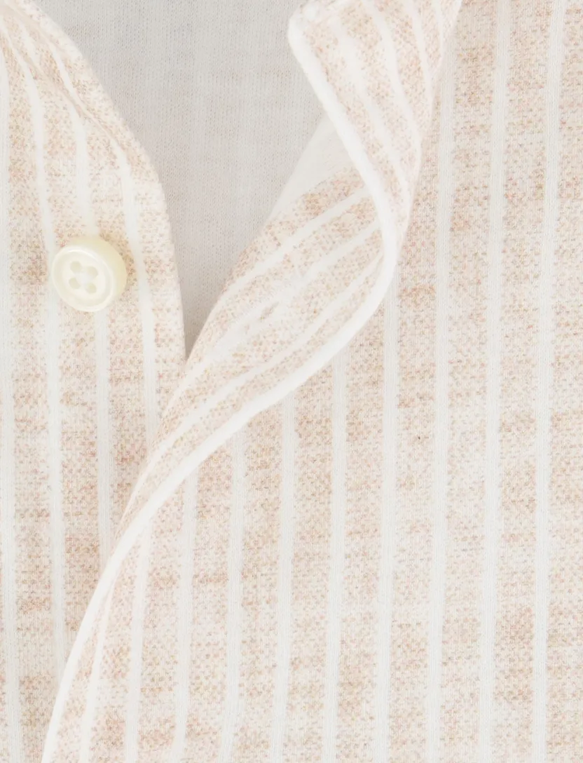 overhemd Desoto beige gestreept katoen