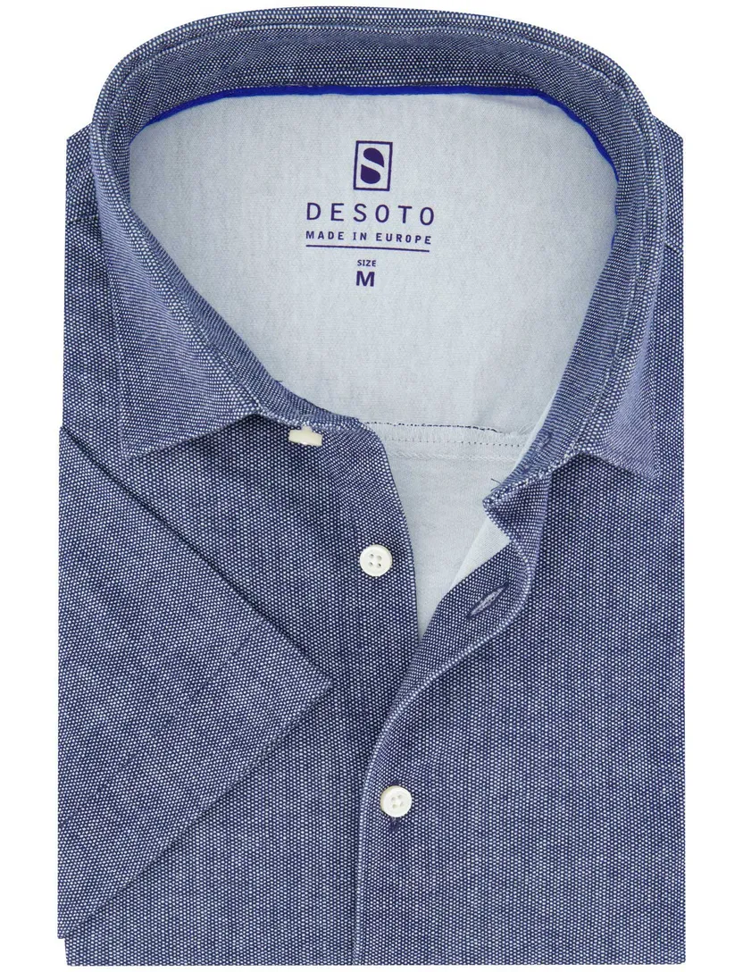 Desoto korte mouw overhemd jersey navy