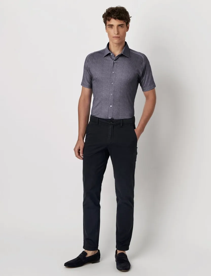 Desoto korte mouw overhemd jersey navy