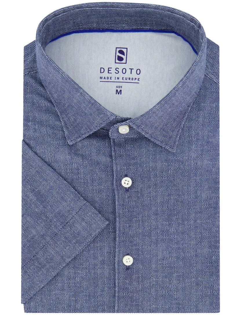 Desoto korte mouw overhemd jersey navy