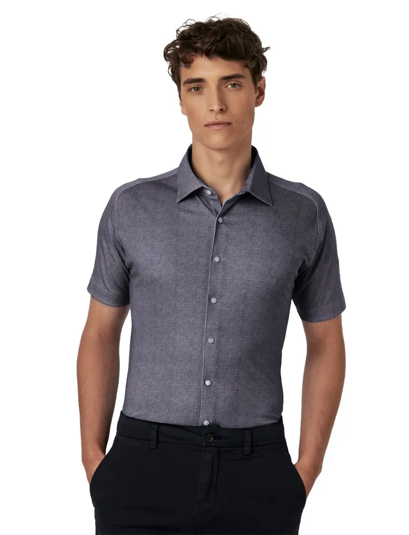 Desoto korte mouw overhemd jersey navy