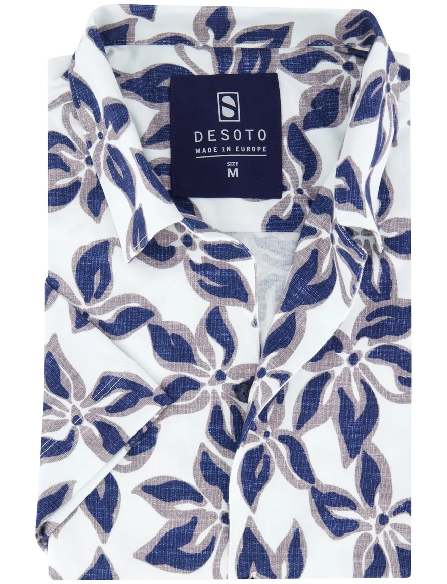Desoto Lido overhemd korte mouw blauw jersey