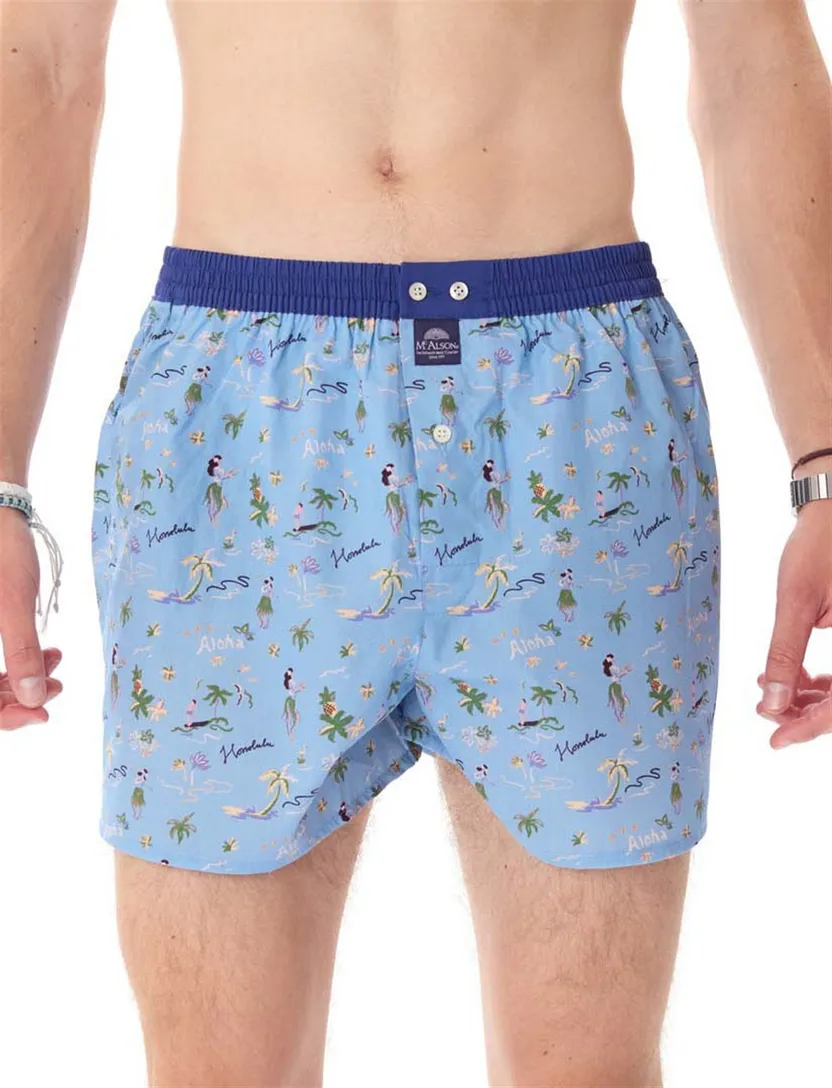 Mc Alson boxershort lichtblauw geprint katoen
