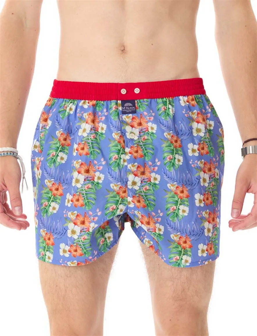 Mc Alson boxershort bloemenprint donkerblauw katoen