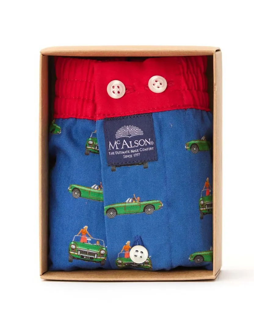 Mc Alson boxershort blauw auto's geprint