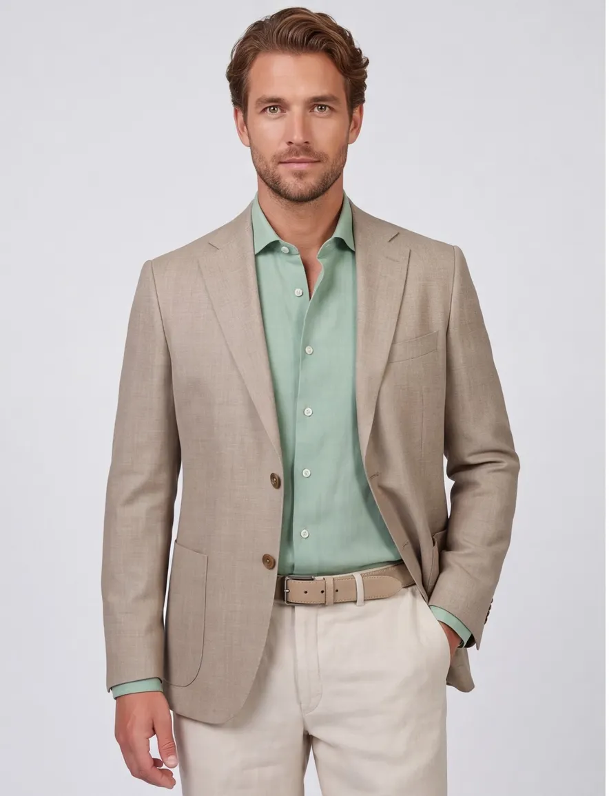 Dressler Colberts beige gemêleerd Regular Fit