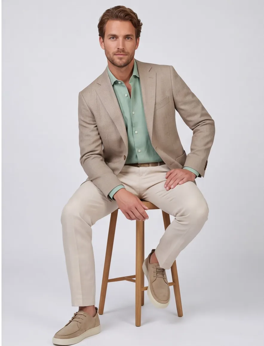 Dressler Colberts beige gemêleerd Regular Fit