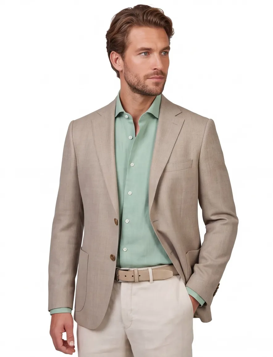 Dressler Colberts beige gemêleerd Regular Fit