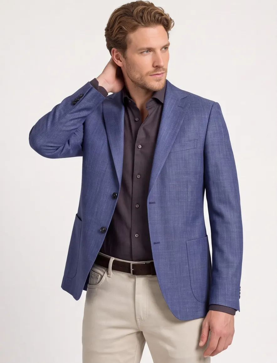 Dressler Colberts gemêleerd blauw Regular Fit