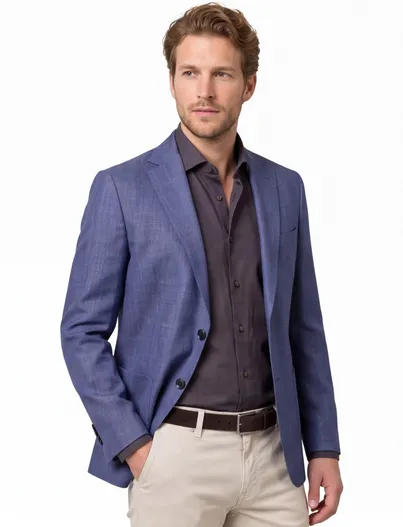 Dressler Dressler Colberts gemêleerd blauw Regular Fit