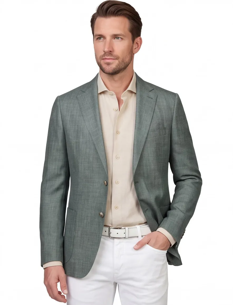 Dressler colbert lamswol groen normale fit effen