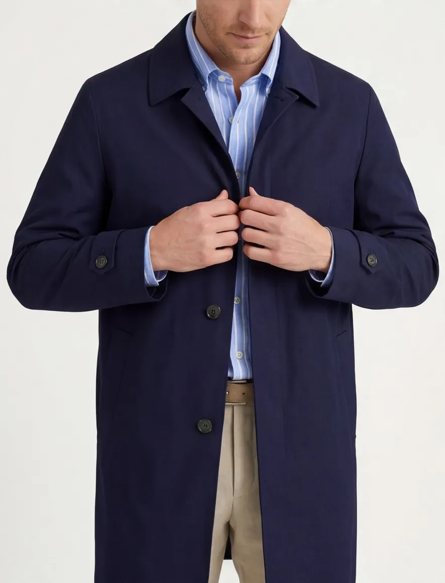 Dressler jas trenchcoat navy waterafstotend effen