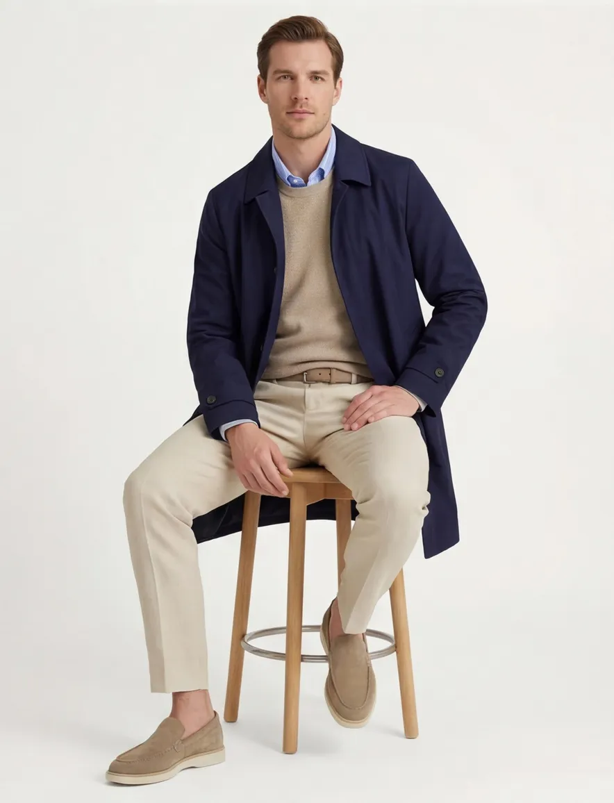 Dressler jas trenchcoat navy waterafstotend effen