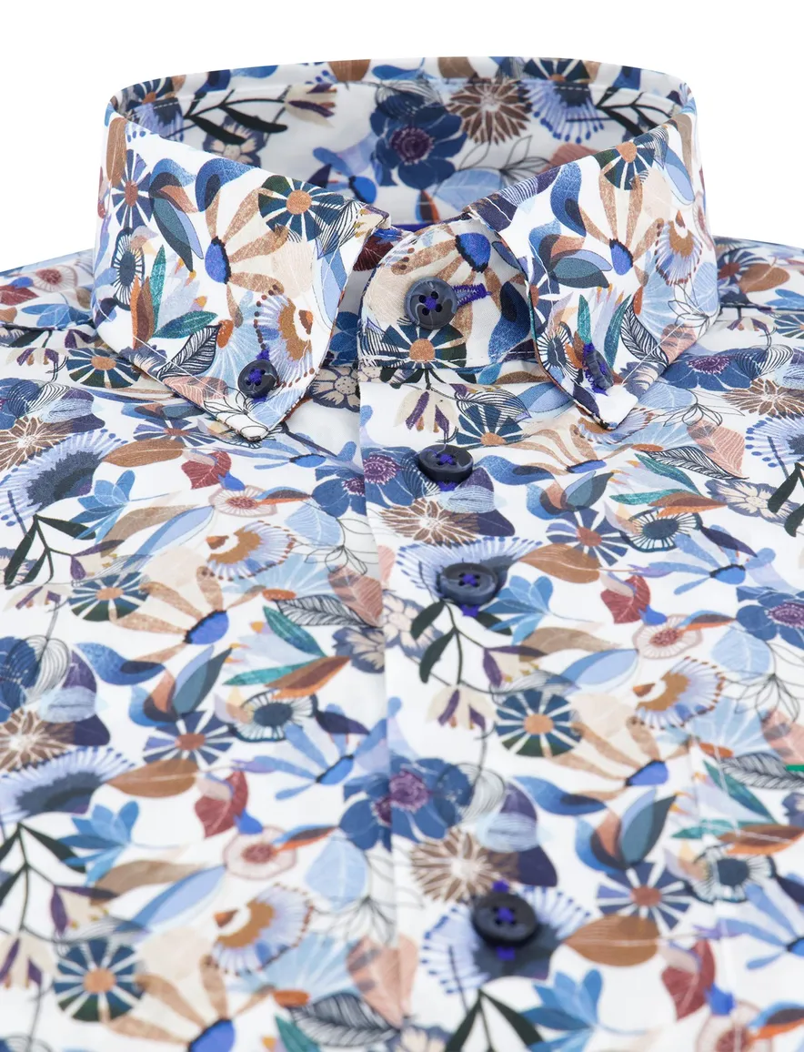 Portofino overhemd Regular Fit blauw geprint