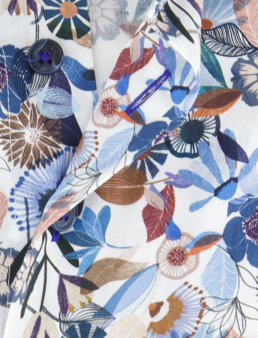 Portofino overhemd Regular Fit blauw geprint