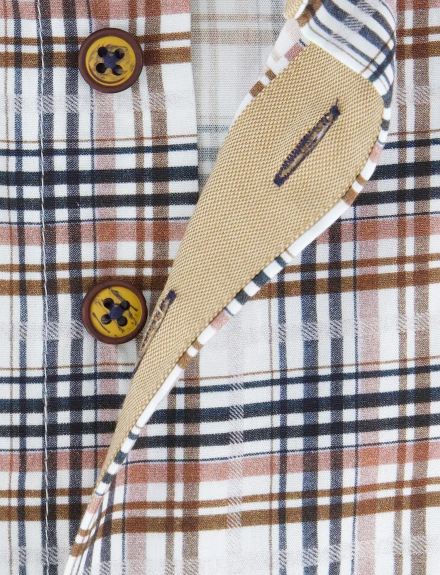 Portofino overhemd bruin regular fit